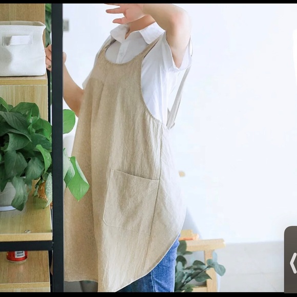 Linen Apron+ Pinafore+Gift Ideas+Gray+Kaki+OSFA - Picture 3 of 12